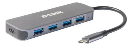 D-Link Концентратор USB-C, 4xUSB 3.0, 1xUSB-C/PD 3.0, режим быстрой зарядки