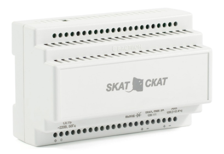 (580) Бастион SKAT-12-3.0 DIN (СКАТ ИБП-12/3-DIN) источник питания 12В 3А пластиковый корпус под DIN рейку 35 мм