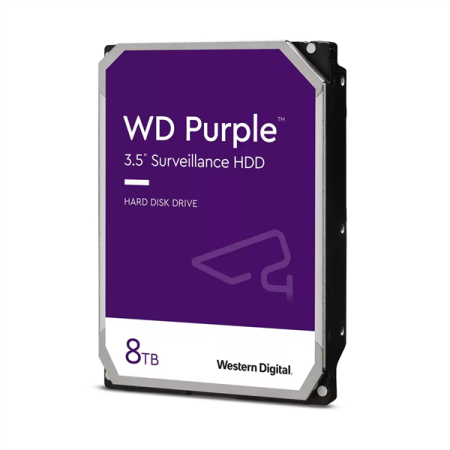 Western Digital Purple HDD 3.5" SATA 8TB, 5640 rpm, 256MB buffer (DV&NVR), WD85PURZ, 1 year