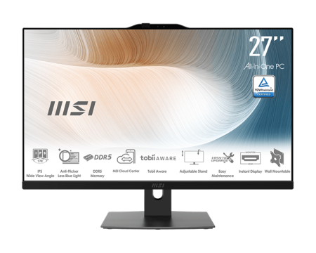 MSI Modern AM272P 1M AiO 27" FHD (1920x1080)IPS AG Non-touch, Core i3-100U (1.2GHz), 8GB DDR5(1x8GB),256GB SSD M.2,Intel UHD,WiFi,BT,camera,WirelessKB&mouse Eng/Rus,NoOS,1y war-ty,Black