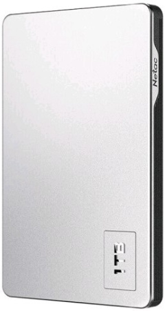 Внешний жесткий диск 2.5" Netac (NT05K338N-001T-30SL) 1Tb K338, micro USB 3.0, серебристый + серый,  корпус пластик + алюминий