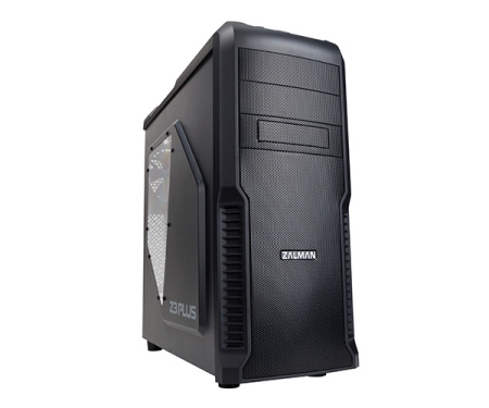 ZALMAN Z3 PLUS, ATX, BLACK, WINDOW, 2x5.25", 5x3.5", 1x2.5", 2xUSB2.0, 1xUSB3.0, FRONT 1x120mm, REAR 1x120mm, TOP 2x120mm (некомплект, нет переднего вентилятора)