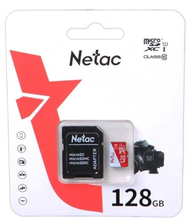 Netac P500 ECO 128GB MicroSDXC U1/C10 up to 80MB/s, retail pack with SD Adapter