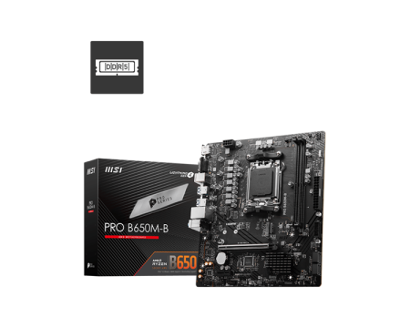 MSI PRO B650M-B,B650,AM5,2DDR5,1PCI-Ex16,1PCI-Ex1,1M.2,4SATA3,6USB3.2 Gen1,6USB2.0,HD Audio