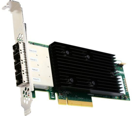 Контроллер Broadcom/LSI 9305-16E (05-25704-00) (PCI-E 3.0 x8, LP, EXTERNAL) SGL SAS12G, 16port (4*mini-SAS HD SFF8644), Каб.отдельно, 1 year