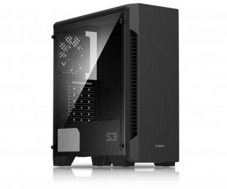 Корпус ZALMAN S3, без БП, боковое окно (акрил), черный,  ATX