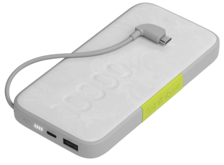 Мобильный блок питания JBL InfinityLab Power Bank InstantGo 10000 Built-in USB-C Cable, 30W, 1xUSB-C, 1xUSB-A, 0.230 кг, цвет белый