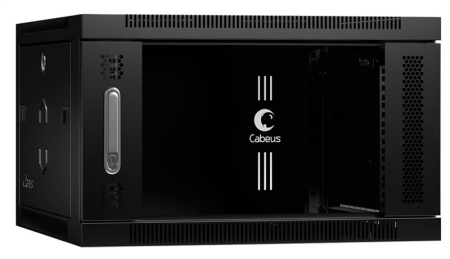 Cabeus SH-05F-6U60/35-BK Шкаф телекоммуникационный настенный 19" 6U 600x350x368mm (ШхГхВ) дверь стекло, цвет черный (RAL 9004)