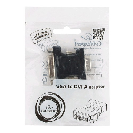 Переходник Cablexpert VGAt-DVI 15M/25F черный, пакет (A-VGAM-DVIF-01)