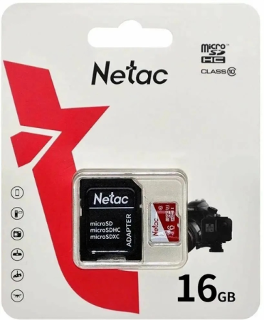 Netac P500 ECO 16GB MicroSDHC C10 up to 80MB/s, retail pack with SD Adapter