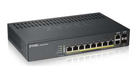 Smart L2 коммутатор PoE+ Zyxel NebulaFlex GS1920-8HPv2, 8xGE PoE+, 2xCombo (SFP/RJ-45), бесшумный (без вентилятора), бюджет PoE 130 Вт