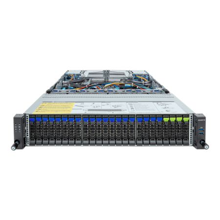 Gigabyte Server Platform R283-Z92 2U 2xAMD EPYC 9004/24xDDR5 RDIMM/20x2,5" SATA/SAS/4x2,5" SATA/SAS/NVMe/4x2,5" SATA/SAS rear/3xM.2/2x1GbE/2xOCP 3.0/6xFHHL PCIe/2x2000W/Rails