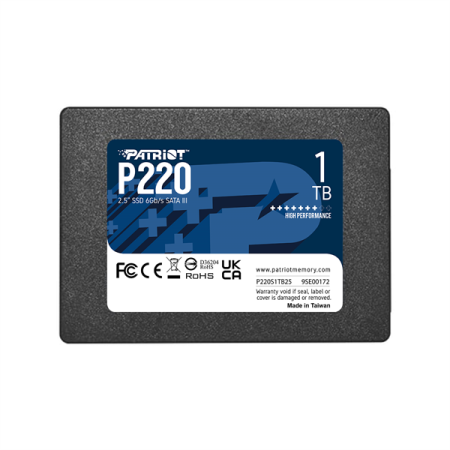 Patriot SSD P220 1TB SATA3 2.5" R550/W500 TBW 480TB 3D NAND