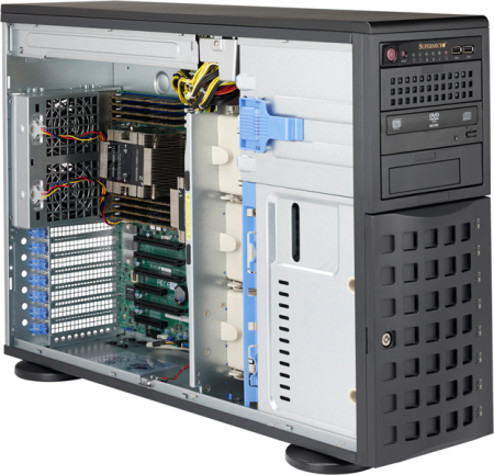 Supermicro SuperChassis 4U Tower 745BAC-R1K23B/no HDD(8)LFF/7xFHFL/2x1200W Titanium/(13.68" x 13") ATX, Micro ATX, E-ATX/Backplane 8xSATA3/SAS3