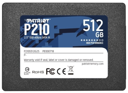 Patriot SSD P210 512GB SATA3 2.5" R520/W430 TBW 240TB 3D NAND