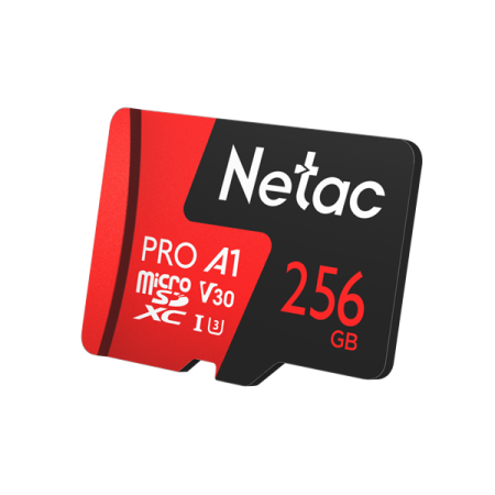 Netac P500 Extreme PRO 256GB MicroSDXC V30/A1/C10 up to 100MB/s, retail pack with SD Adapter