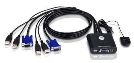 Квм перевключатель ATEN 2-Port USB VGA Cable KVM Switch with Remote Port Selector (CS22U-A7)