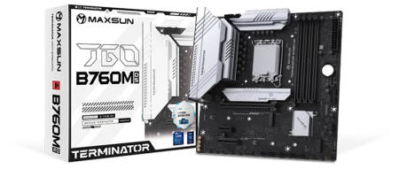 MAXSUN MS-Terminator B760M D5 WiFi, LGA1700, B760, 4*DDR5, 4*SATA3, 3*M.2, 2*USB 3.2, 6*USB 2.0, 1*PCIEx16, 1*PCIEx1, HDMI+DP, mATX