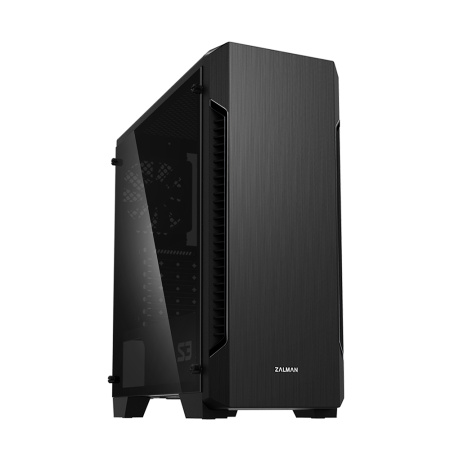 Корпус ZALMAN S3 TG, без БП, боковое окно (закаленное стекло), черный,  ATX